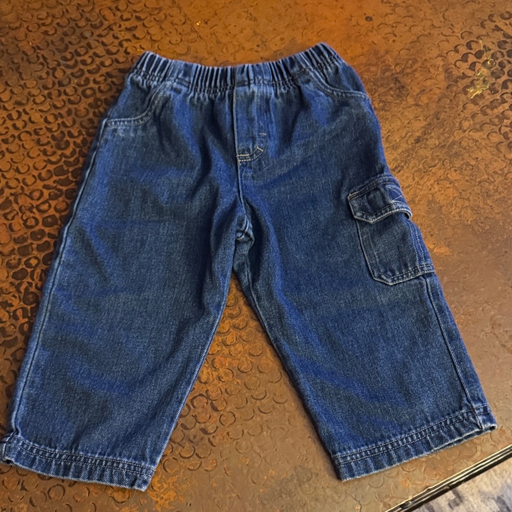 Okie Dokie Blue Denim Kids Cargo Jeans